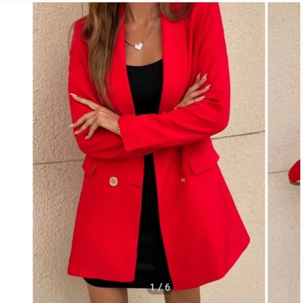 Zara Double Breasted Long Blazer Red Bloggers Favorite - Picture 5 of 15